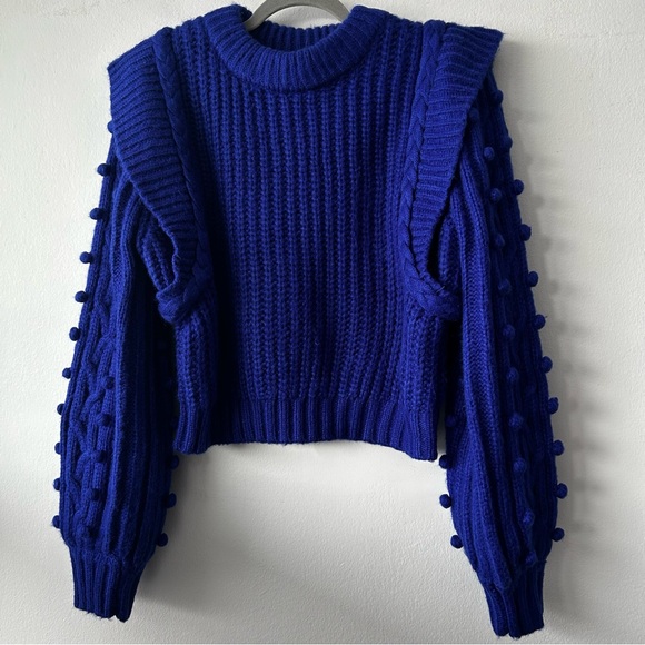 Anthropologie FARM Rio Braided Sweater in deep blue - Picture 2 of 15